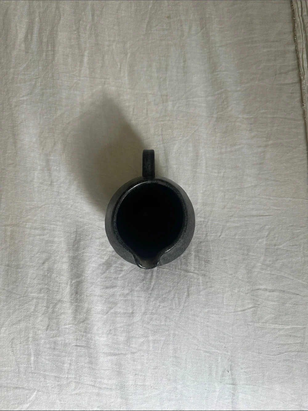 Black Ceramic Ribbed Creamer Pitcher